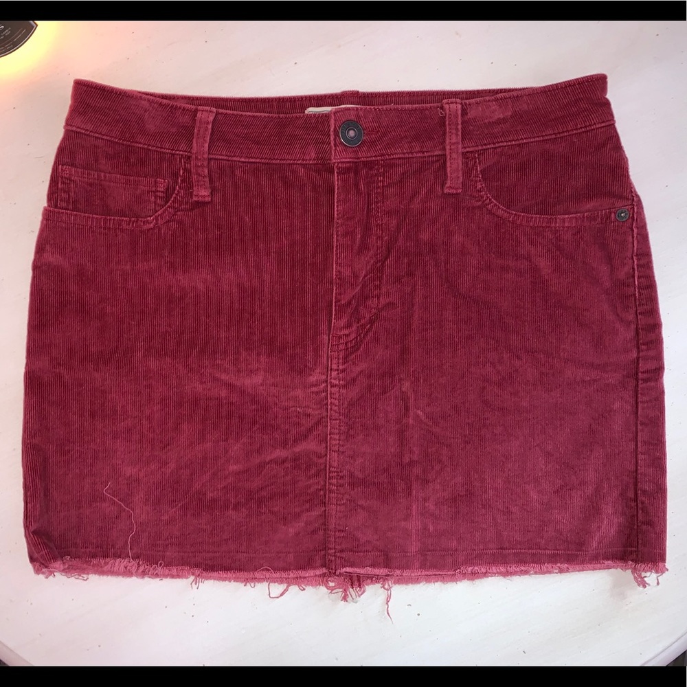 Red Corduroy Mini Skirt